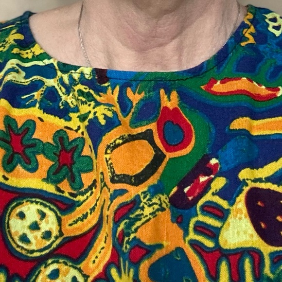 Amato Rizzi | Blue & Green Abstract Geo Oversize Shift Dress, Large - Picture 5 of 9